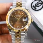KS Factory Rolex Datejust 41 Yellow Gold Smooth Bezel Brown Dial 2836 Automatic Watch
